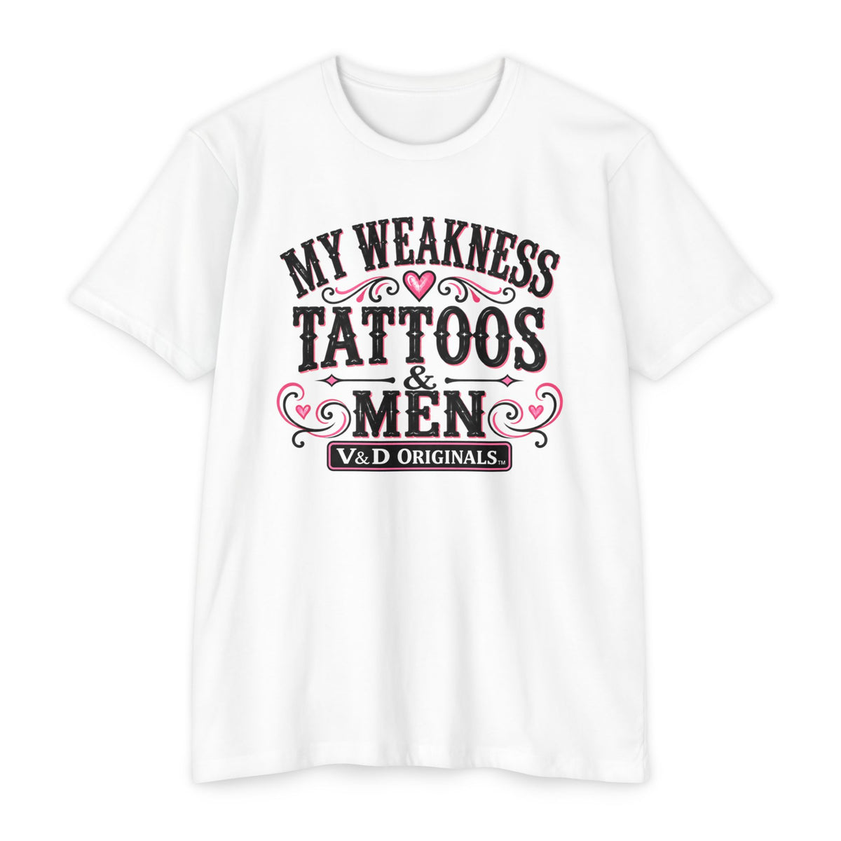 Womens "My Weakness: Tattoos & Men" Vintage Typography Tee