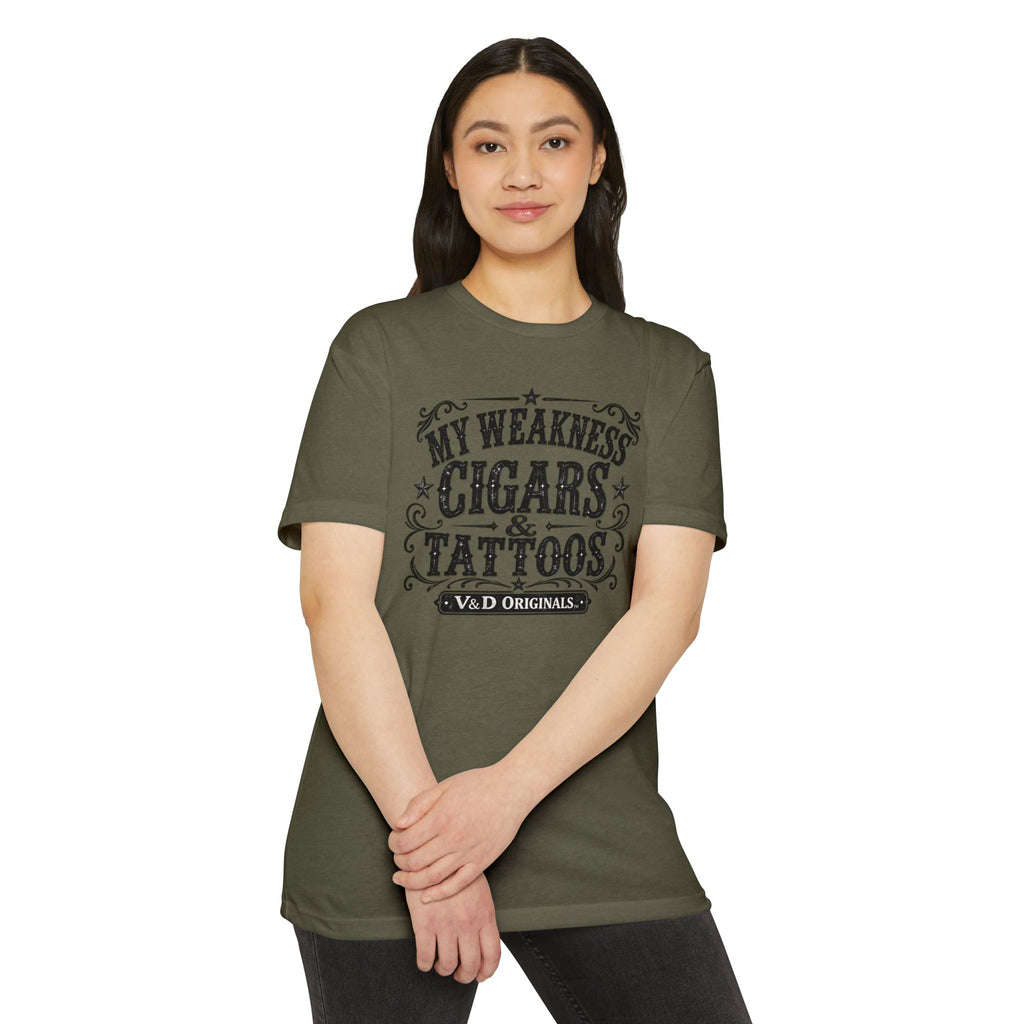 Cigars & Tattoos Graphic T-Shirt — "My Weakness Cigars & Tattoos" Vintage Tee