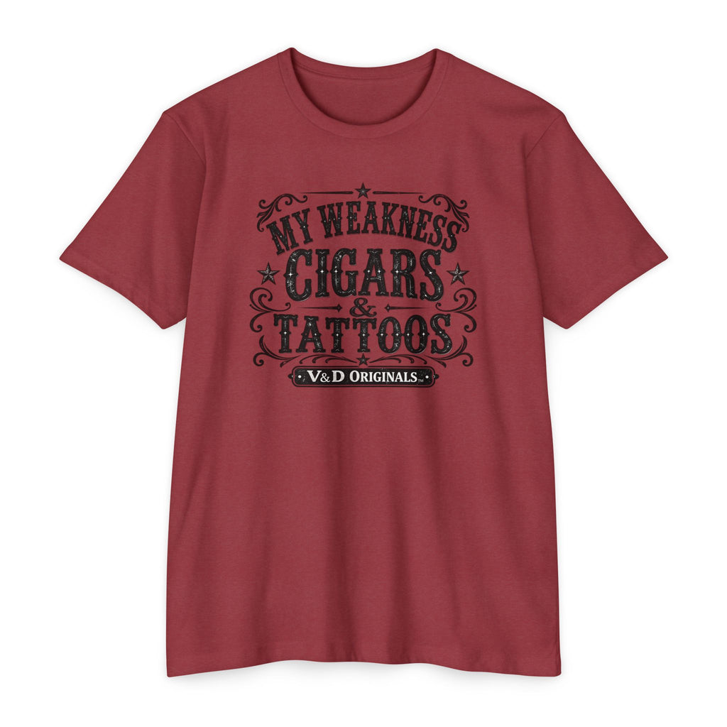 Cigars & Tattoos Graphic T-Shirt — "My Weakness Cigars & Tattoos" Vintage Tee
