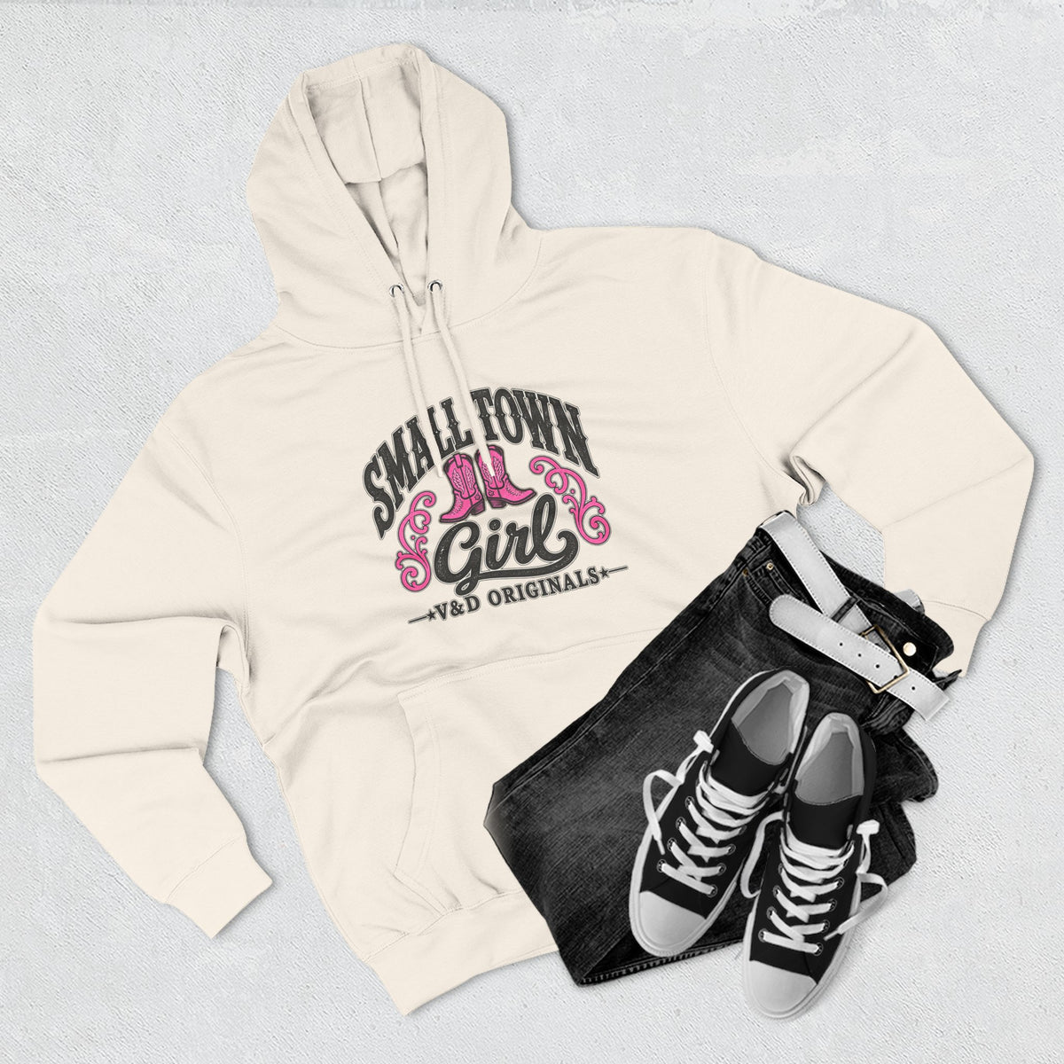 Small Town Girl - Pink Boots Pullover Hoodie