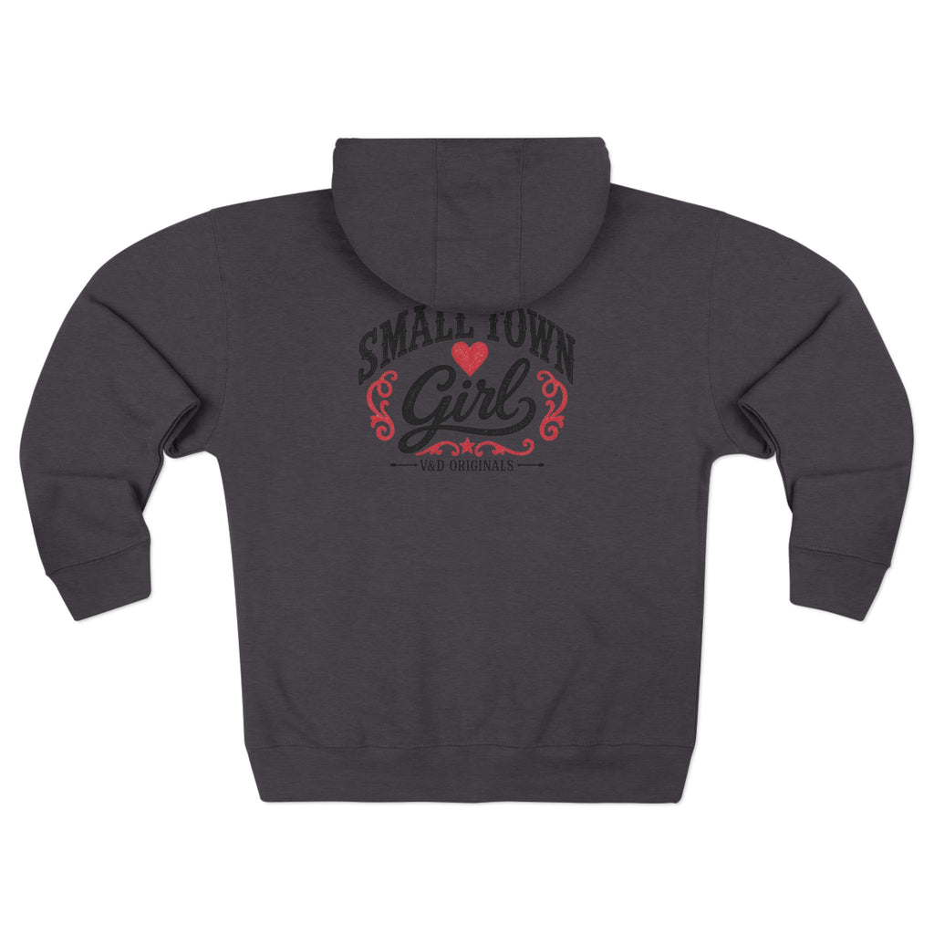 Small Town Girl Zip Hoodie — Vintage Heart logo