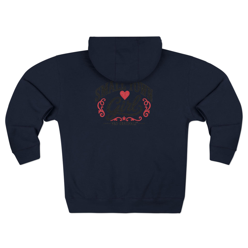 Small Town Girl Zip Hoodie — Vintage Heart logo