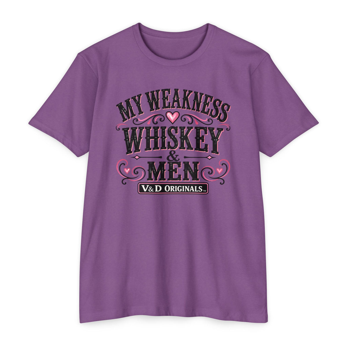 Womens Whiskey & Men Graphic T-Shirt — "My Weakness" Vintage Bar Tee