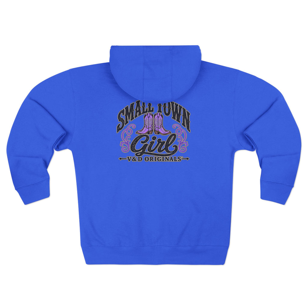Small Town Girl Zip Hoodie — Purple Boots