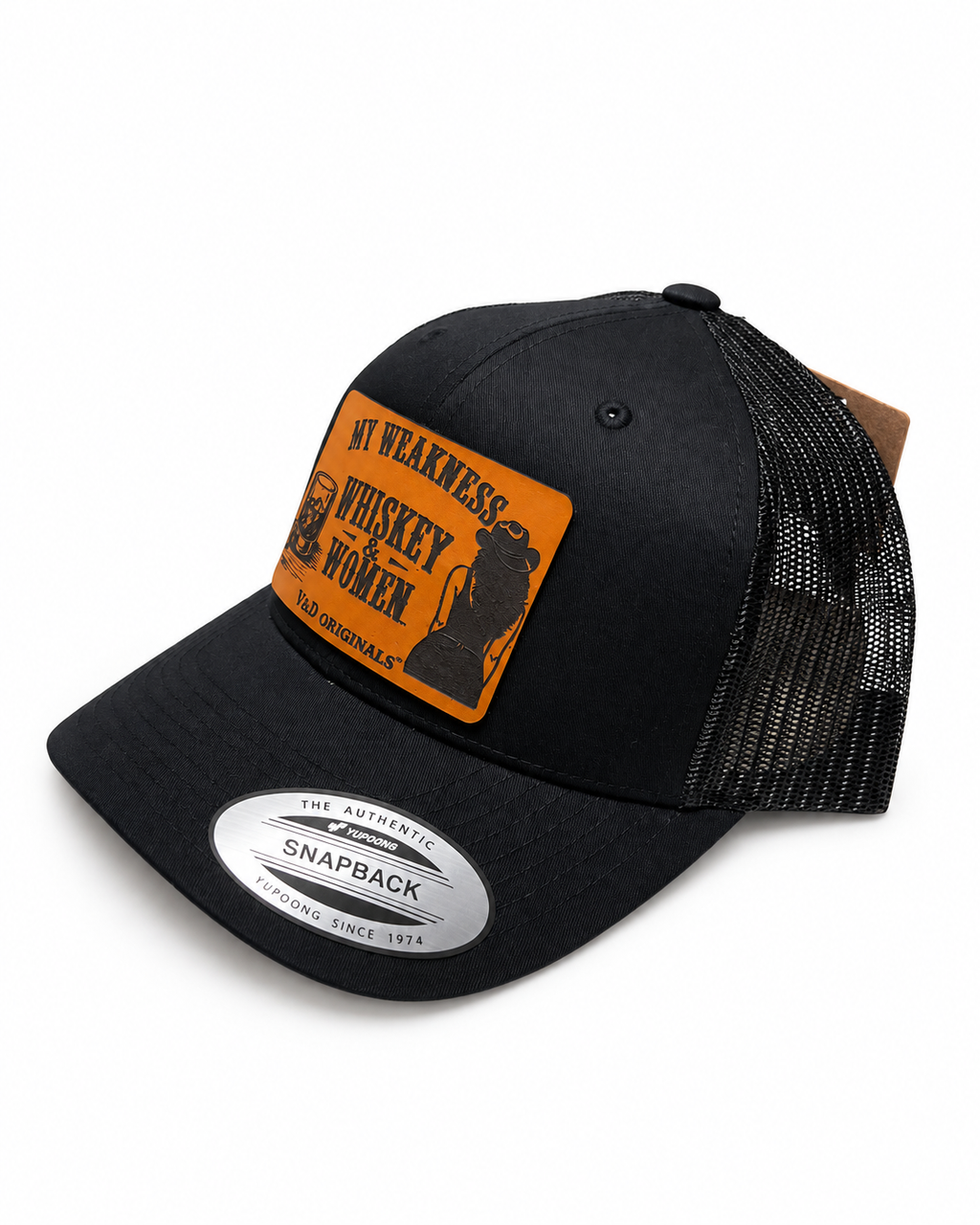My Weakness: Whiskey & Women Leather Patch Trucker Hat