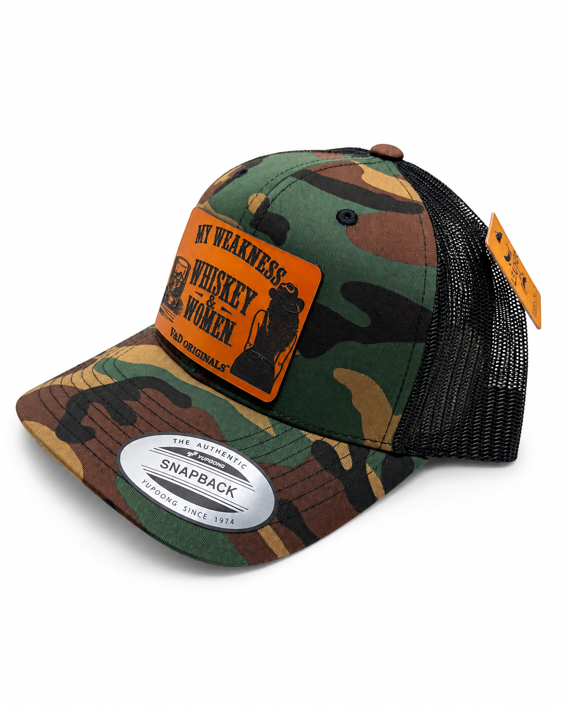 My Weakness: Whiskey & Women Leather Patch Trucker Hat
