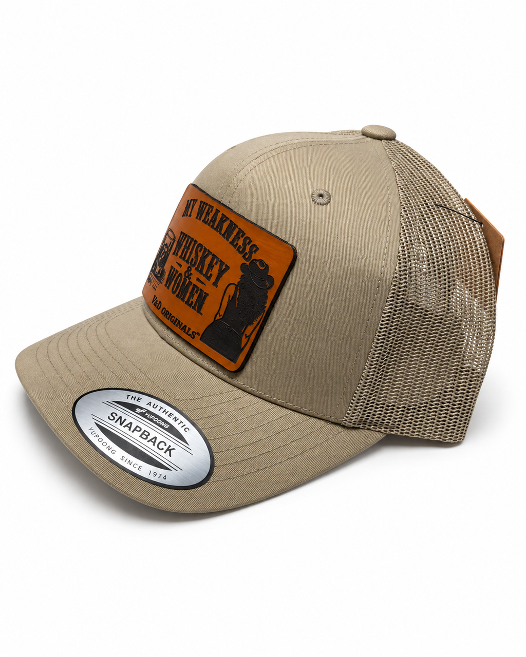 My Weakness: Whiskey & Women Leather Patch Trucker Hat
