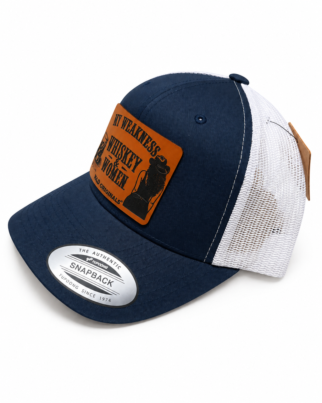 My Weakness: Whiskey & Women Leather Patch Trucker Hat