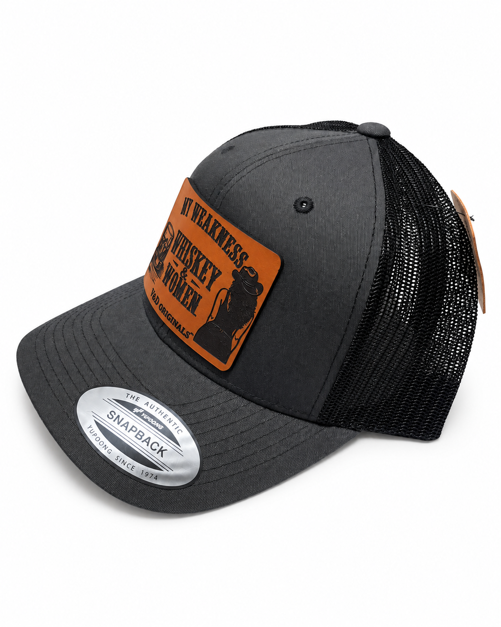My Weakness: Whiskey & Women Leather Patch Trucker Hat
