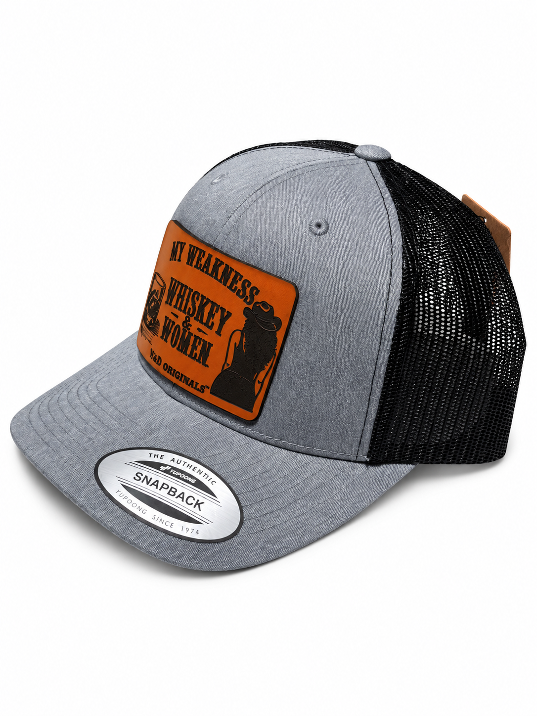 My Weakness: Whiskey & Women Leather Patch Trucker Hat