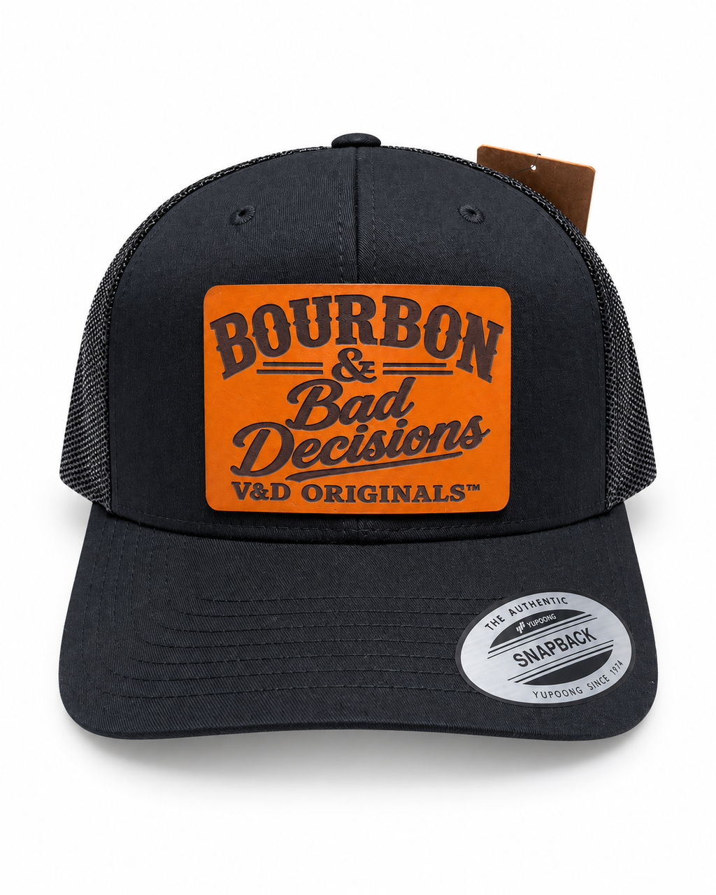Bourbon & Bad Decisions Leather Patch Trucker Hat