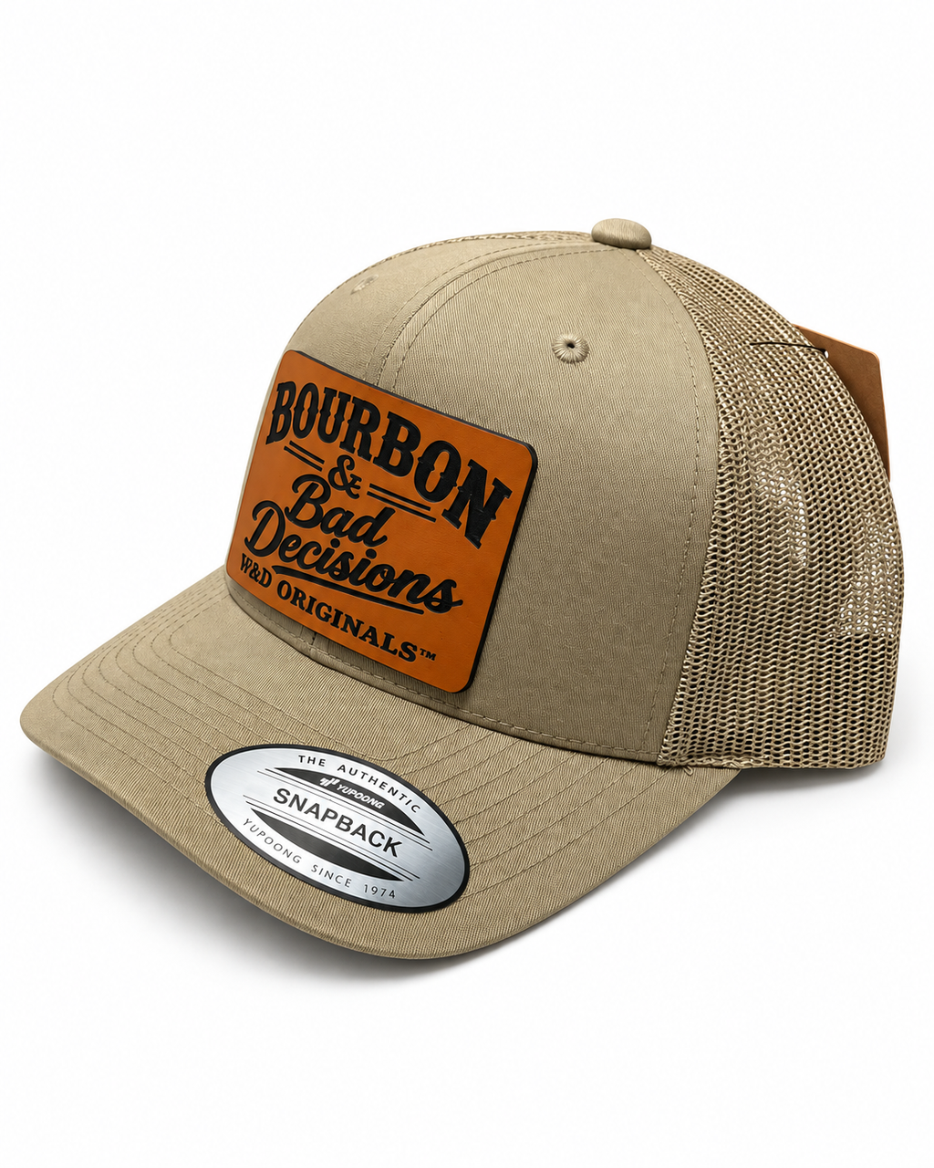 Bourbon & Bad Decisions Leather Patch Trucker Hat