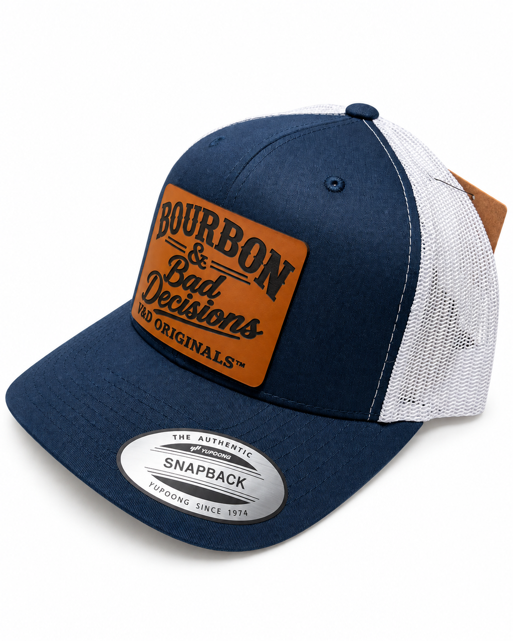 Bourbon & Bad Decisions Leather Patch Trucker Hat