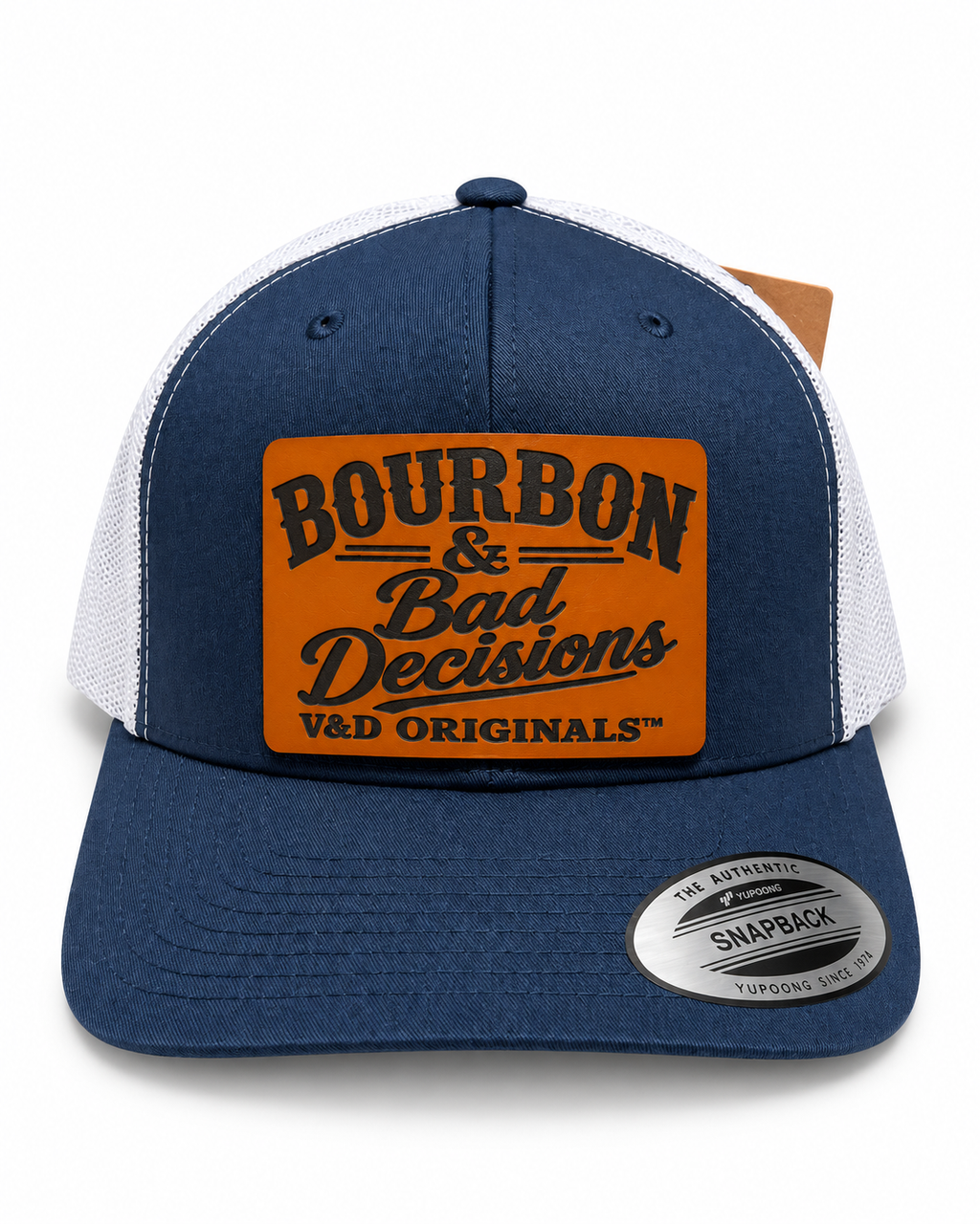 Bourbon & Bad Decisions Leather Patch Trucker Hat