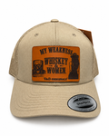 My Weakness: Whiskey & Women Leather Patch Trucker Hat