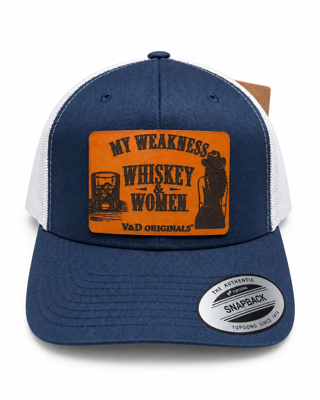 My Weakness: Whiskey & Women Leather Patch Trucker Hat