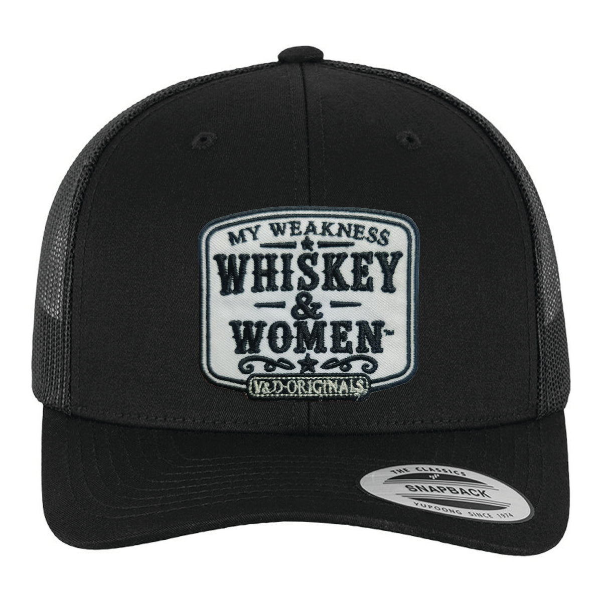 Whiskey & Women Text Patch Trucker Hat