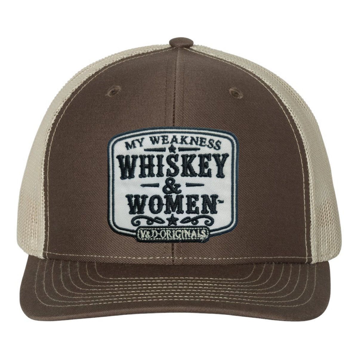 Whiskey & Women Text Patch Trucker Hat