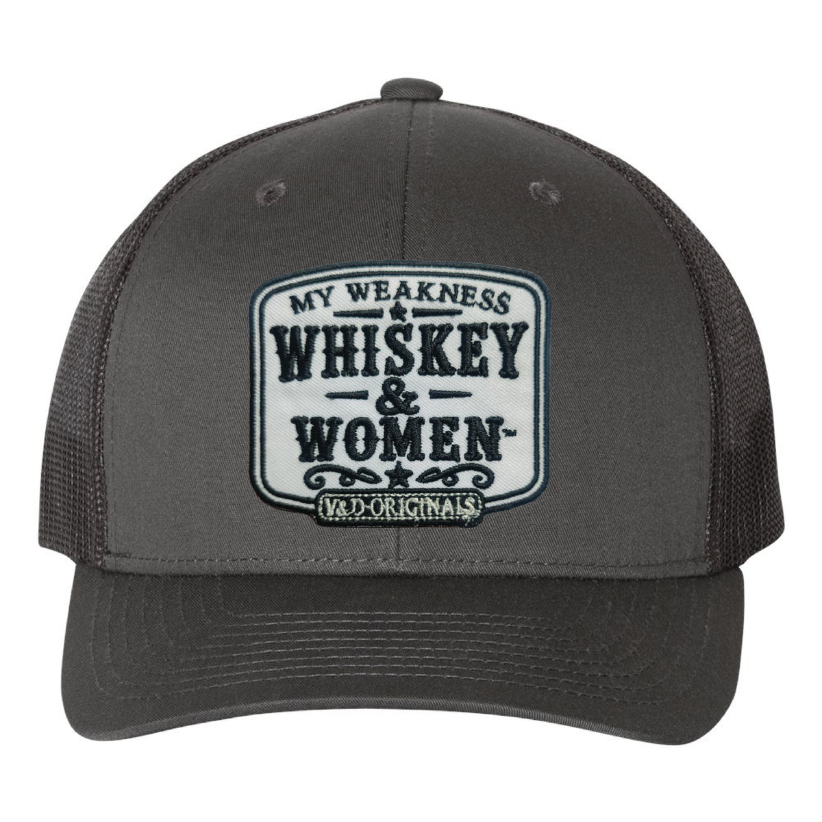 Whiskey & Women Text Patch Trucker Hat