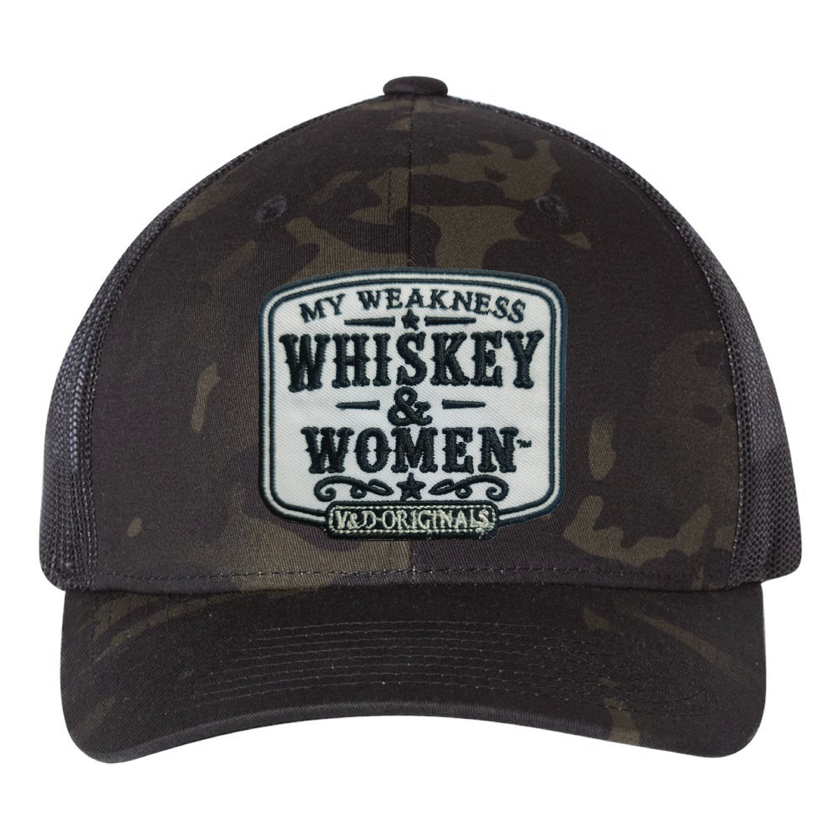 Whiskey & Women Text Patch Trucker Hat